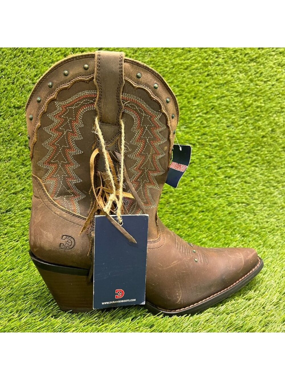 Durango Crush Womens Size 8 Brown Cowgirl Western Snip Toe Zip Up Fashion Boots